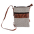 Leather-accented cotton sling, 'Comalapa Diamonds in White' - Artisan Crafted Cotton Sling Bag (image 2a) thumbail