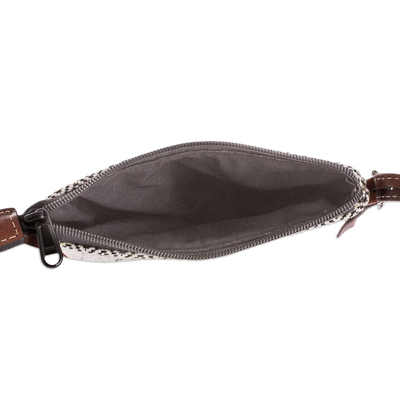 Bandolera de algodón con detalles en cuero - Bolso bandolera de algodón elaborado artesanalmente