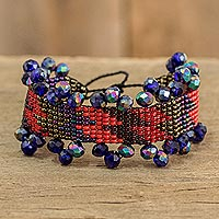 Beaded wristband bracelet, 'Earthly Elements' - Multicoloured Beaded Wristband Bracelet from Guatemala