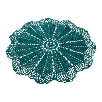 Hand-Crocheted Green Doily