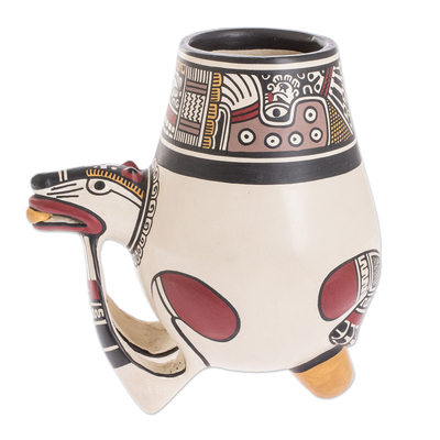 Terracotta decorative vase, 'Ancient Fox' - Nicaragua Archaeological Replica Terracotta Vase