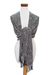 Rayon shawl, 'Monochromatic Elegance' - Handloomed Rayon Shawl in Black and White (image 2e) thumbail