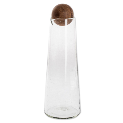 Handblown Glass Decanter with Wood Stopper