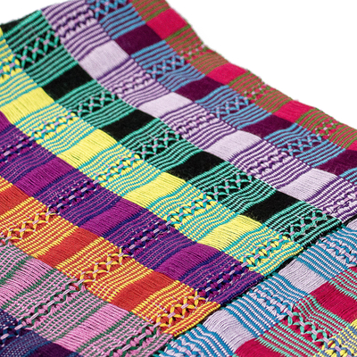 Poncho de algodón, 'San Juan Fiesta' - Poncho de algodón multicolor de Guatemala