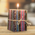 Square pillar candle, 'Salcaja colours' - Handmade Square Candle with Mayan Motifs from Guatemala