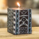 Square pillar candle, 'Semuc Champey Motifs' - Square Candle with Textile Motifs Handmade in Guatemala
