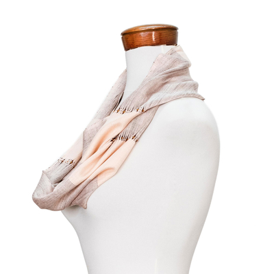 Cotton infinity scarf, 'Sweet Earth' - Handwoven Cotton Infinity Scarf