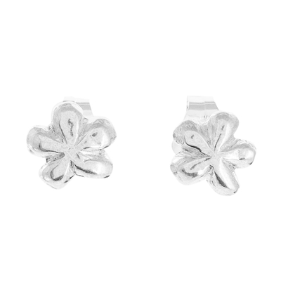 Pendientes de plata fina - Pendientes de plata fina en forma de flor