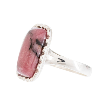 Rhodonite cocktail ring, 'Subtle in Rose' - Artisan Crafted Rhodonite Ring
