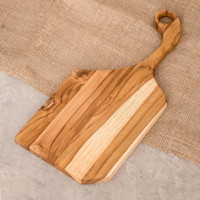 Teak wood cutting board, 'Natural Trend' - Natural Teak Wood Serving and Cutting Board