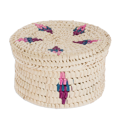 Handwoven Palm Leaf Basket with Lid