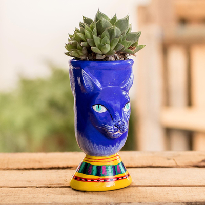 Blumentopf aus Keramik - Blauer Blumentopf aus Keramik