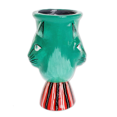 Blumentopf aus Keramik - Handgefertigter Keramik-Übertopf in Grün