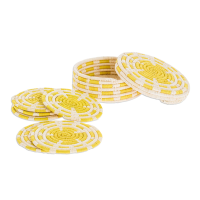 Bright Yellow Natural Fiber Coasters (Set of 6)