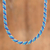 Long beaded strand necklace, 'Sea Stripes' - Blue Beaded Glass Long Strand Necklace (image 2) thumbail