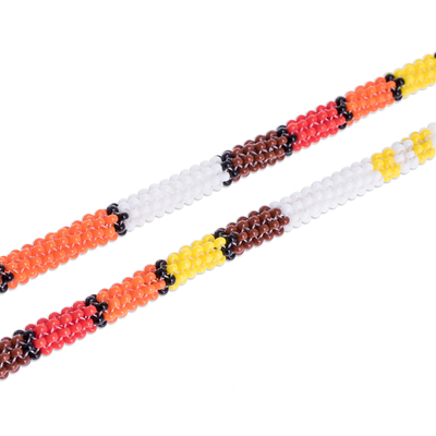 Long beaded strand necklace, 'Brave colours' - Handcrafted Long Beaded Strand Necklace