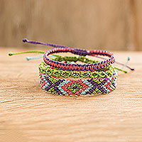 Rasta Bracelet Wax cord 3 String Brass Bracelet Women Men Ethnic Tribal Armband