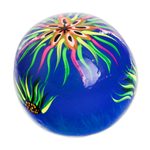 Ceramic figurine, 'Flowery Skull in Blue' - Artisan Crafted Ceramic Figurine