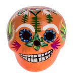 Ceramic figurine, 'Smiling Skull' - Handmade Guatemalan Figurine