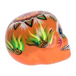 Ceramic figurine, 'Smiling Skull' - Handmade Guatemalan Figurine