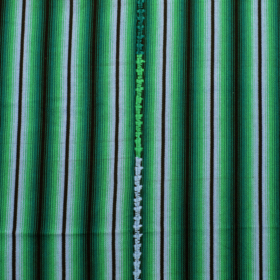 Handloomed throw blanket, 'Natural Gradient' - Handmade Green Handloomed Throw Blanket from Guatemala