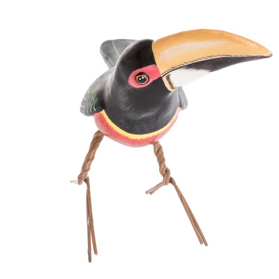 Ceramic figurine, 'Aracari Toucan' - Hand-Painted Bird Figurine from Guatemala