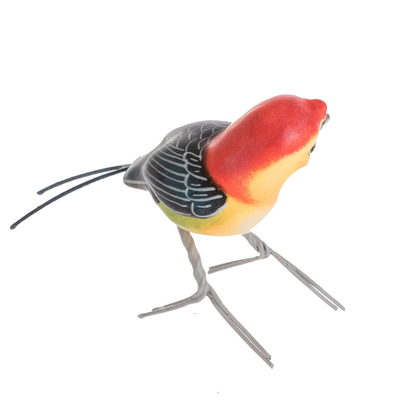 Keramikfigur, 'Cirrhate Manakin' - handgefertigte Vogelfigur aus Keramik