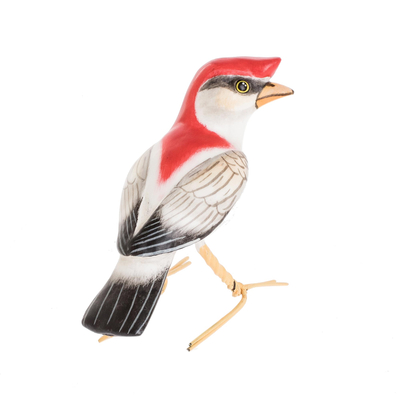Ceramic figurine, 'Araripe Manakin' - Artisan Crafted Bird Sculpture