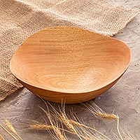 Mahogany wood serving bowl, 'Moments with Family' - Handcrafted Wood Serving Bowl from Guatemala