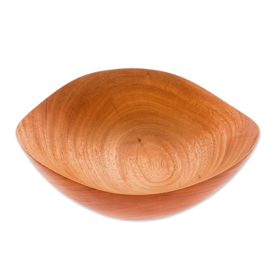 Mahogany wood serving bowl, 'Moments with Family' - Handcrafted Wood Serving Bowl from Guatemala