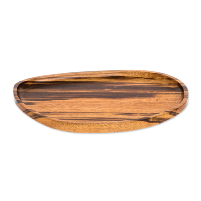 Wood tray, 'Served With Care' - Jobillo Wood Serving Tray with Natural Finish