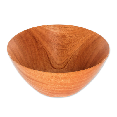 Mahogany wood serving bowl, 'To the Table' (9 inch) - Food-Safe Mahogany Serving Bowl (9 Inch)