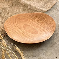 plato de madera de caoba - Fuente de servir de madera hecha a mano