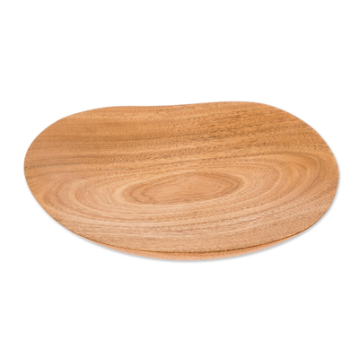 Mahogany wood platter, 'Beautiful Repast' - Handmade Wood Serving Platter