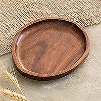 Wood plate, 'Festive Table' - Handcrafted Small Wood Plate