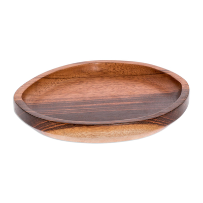 Wood plate, 'Elegant Table' - Jobillo Wood Plate from Guatemala
