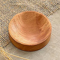 Small mahogany wood bowl, 'At Your Fingertips' - Artisan Crafted Small Wood Bowl