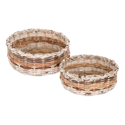 Natural fiber baskets, 'Petén Itza Pride' (pair) - Handwoven Natural Fiber Baskets (Pair)