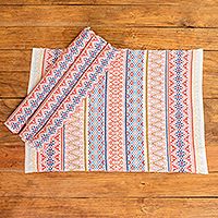 Cotton placemats, 'Coral Cascade' (set of 4) - Handwoven Multicoloured Placemats (Set of 4)