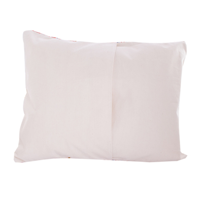 Cotton cushion cover, 'Striped Strawberry' - Handloomed Strawberry Cotton Cushion Cover from Guatemala
