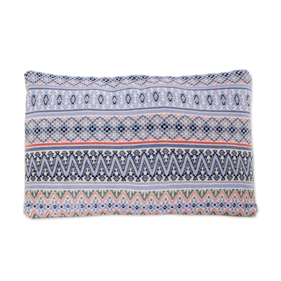 Blue Striped Cotton Cushion Cover Handloomed in Guatemala