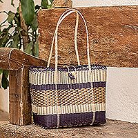 Handwoven tote bag, 'Block Party'