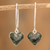 Jade dangle earrings, 'Me and You in Dark Green' - Guatemalan Jade Heart Earrings (image 2) thumbail