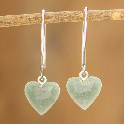 Pendientes colgantes de jade - Pendientes de corazón de jade natural