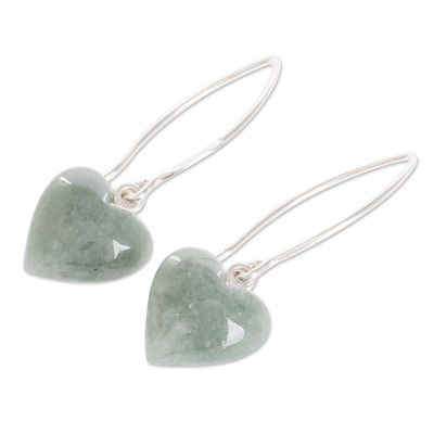 Pendientes colgantes de jade - Pendientes de corazón de jade natural