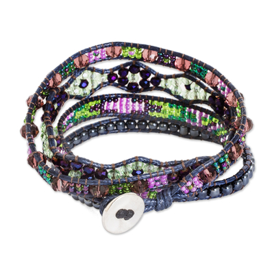 Positive energy bracelet, 'Wisdom of the Cosmos' - Handcrafted Beaded Positive Energy Long Wrap Bracelet