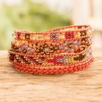 Positive energy bracelet, 'Radiant Protection' - Handcrafted Beaded Positive Energy Long Wrap Bracelet