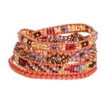 Positive energy bracelet, 'Radiant Protection' - Handcrafted Beaded Positive Energy Long Wrap Bracelet