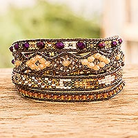 Beaded wrap bracelet, 'Santa Catalina' - Beaded Wrap Bracelet from Guatemala