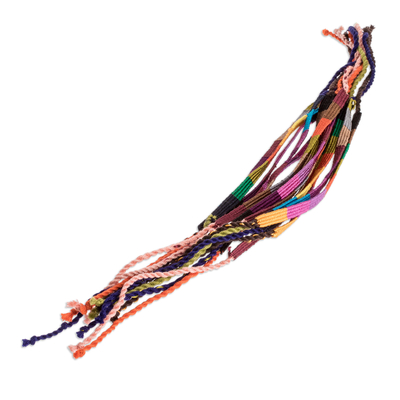 Multicolor macrame wristbands, 'Rainbow Sparkles' (Set of 15) - Set of 15 Multicolor Macrame Wristbands Made in Guatemala